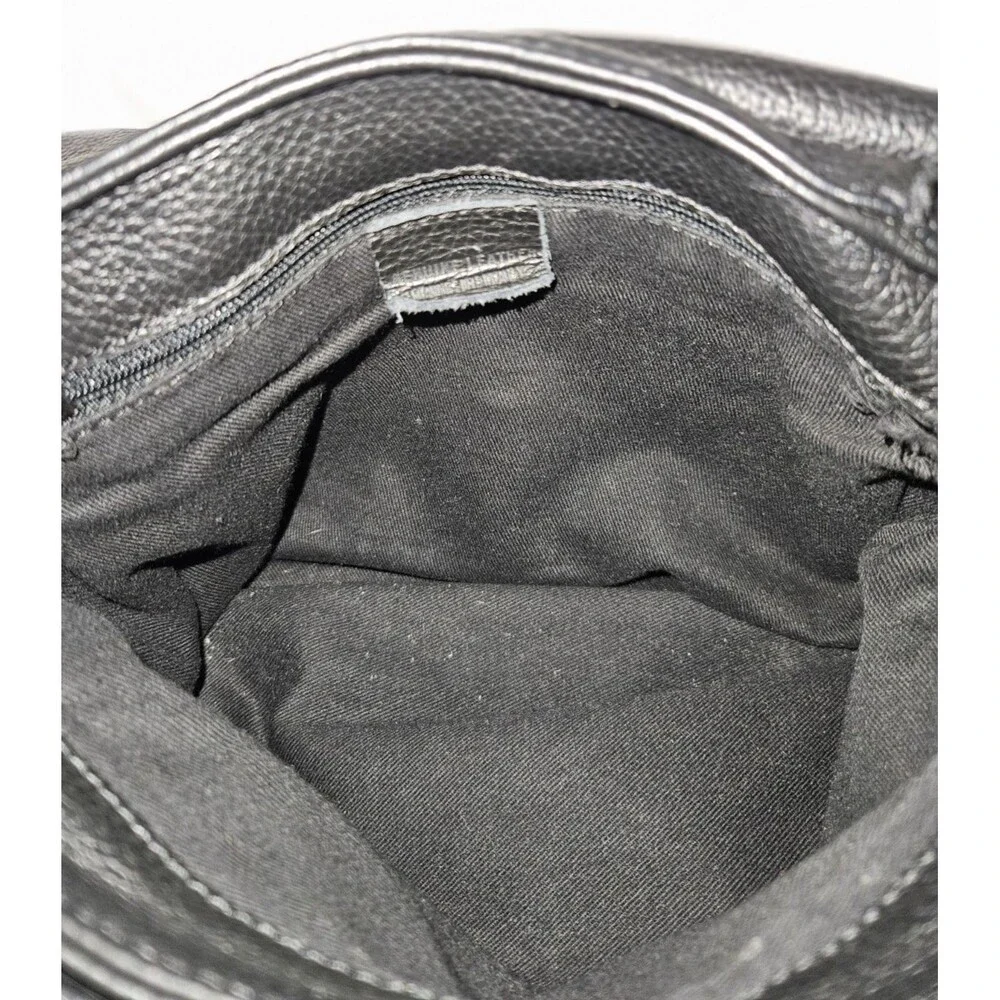 GANG Leather Goods Black Pebble Leather Crossbody Bag Purse Medium